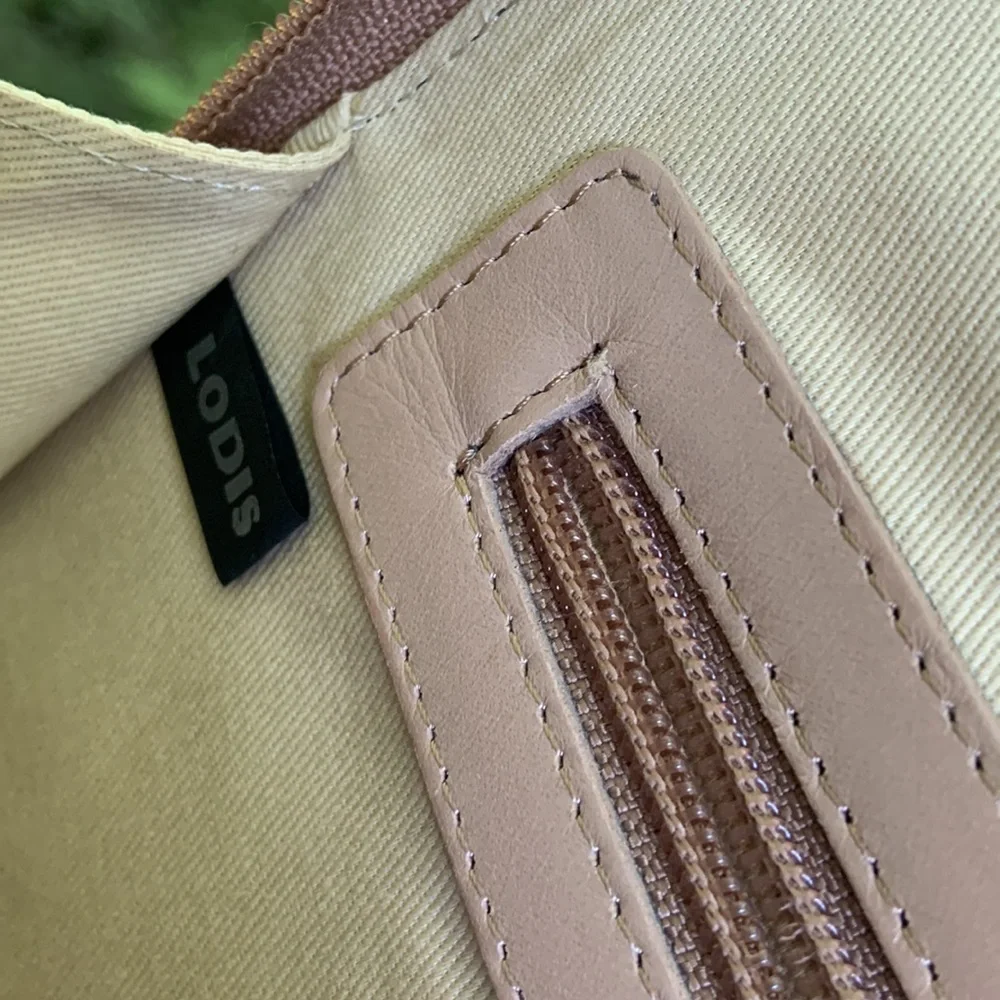 Lodis Snake-Print Laptop Bag in Cream, Brown & Teal